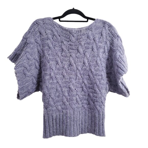Mohair Blend Linea Maglia Made in Italy Wool Purple Short Sleeve Sweater S Small - Picture 1 of 9
